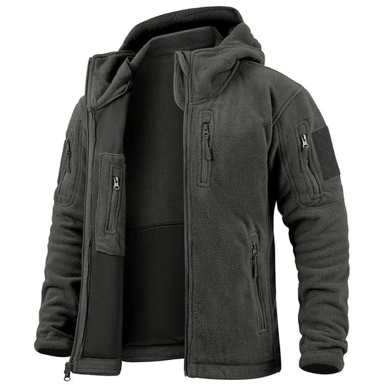 Heren Fleece Tactical Jacket Met Capuchon En Meerdere Zakjes 2