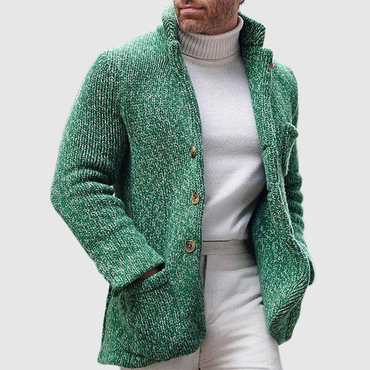 Heren Gebreide Cardigan met Chunky Textuur en Staande Kraag 3
