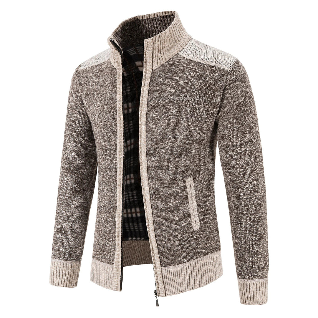 Heren Gebreide Cardigan met Patchwork Ontwerp 0