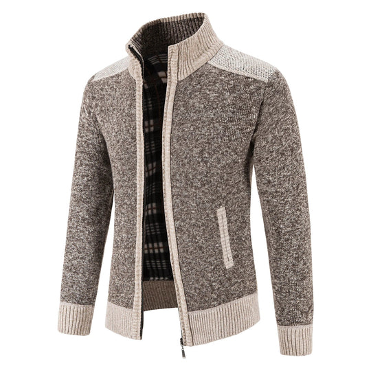 Heren Gebreide Cardigan met Patchwork Ontwerp 0