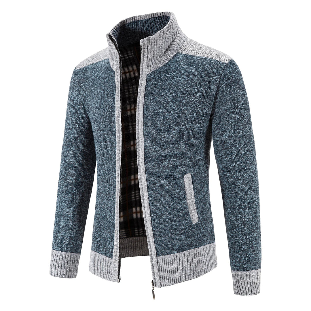 Heren Gebreide Cardigan met Patchwork Ontwerp 1