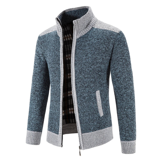 Heren Gebreide Cardigan met Patchwork Ontwerp 1