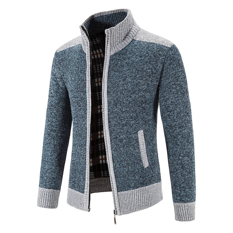 Heren Gebreide Cardigan met Patchwork Ontwerp 6