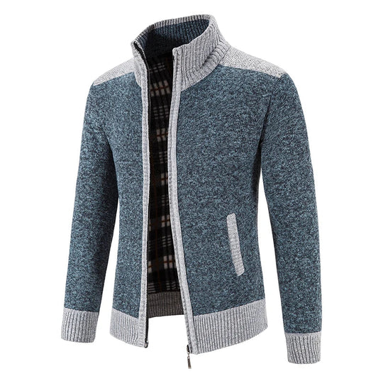 Heren Gebreide Cardigan met Patchwork Ontwerp 6