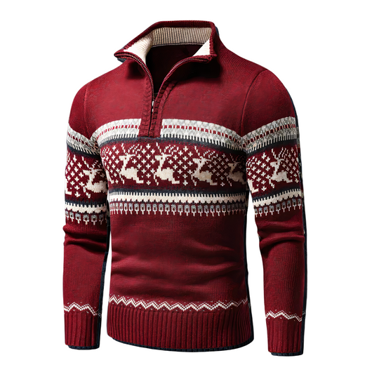 Heren Gebreide Trui met Halve Rits Casual Style 0