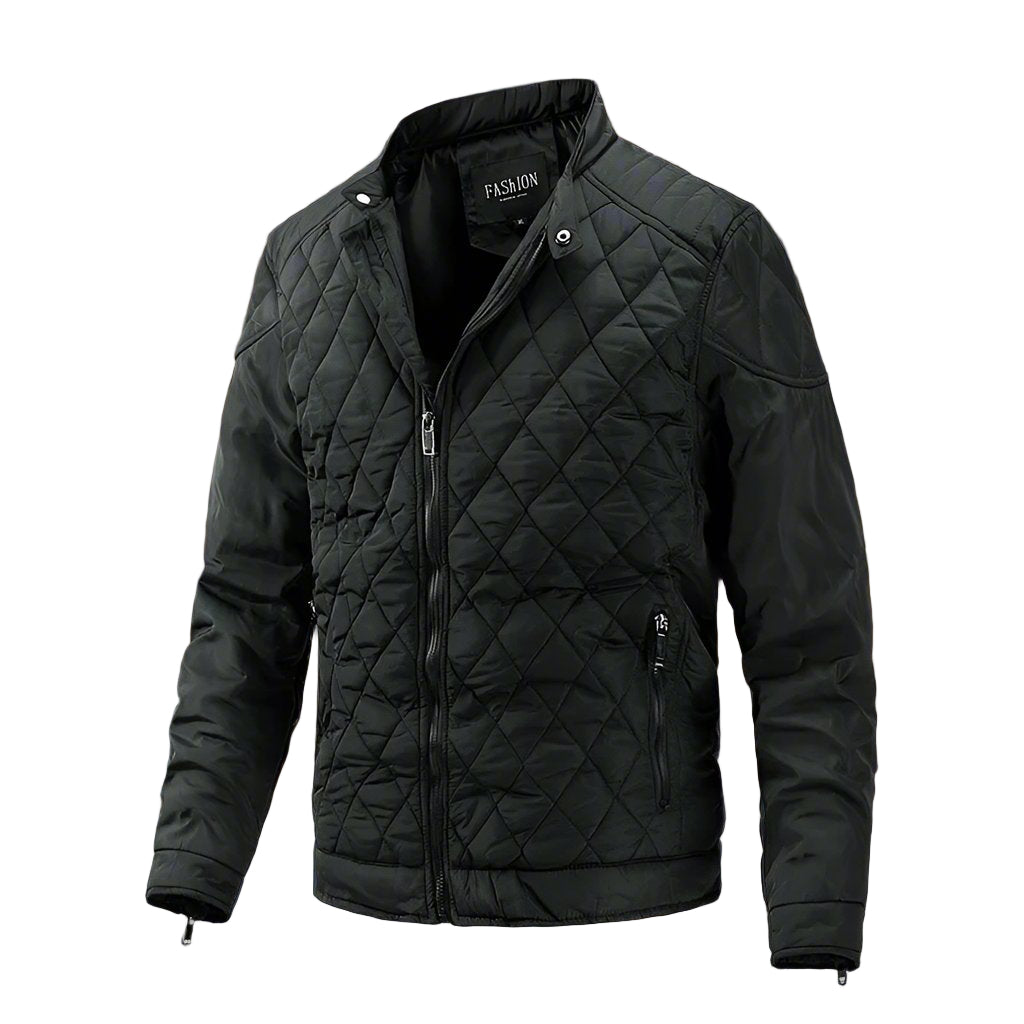 Heren Gequilt Jacket Slim Fit Hoge Kraag Rits Sluiting 0
