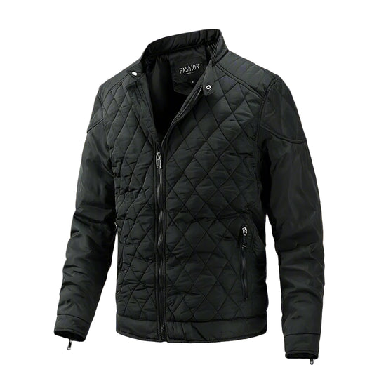Heren Gequilt Jacket Slim Fit Hoge Kraag Rits Sluiting 0