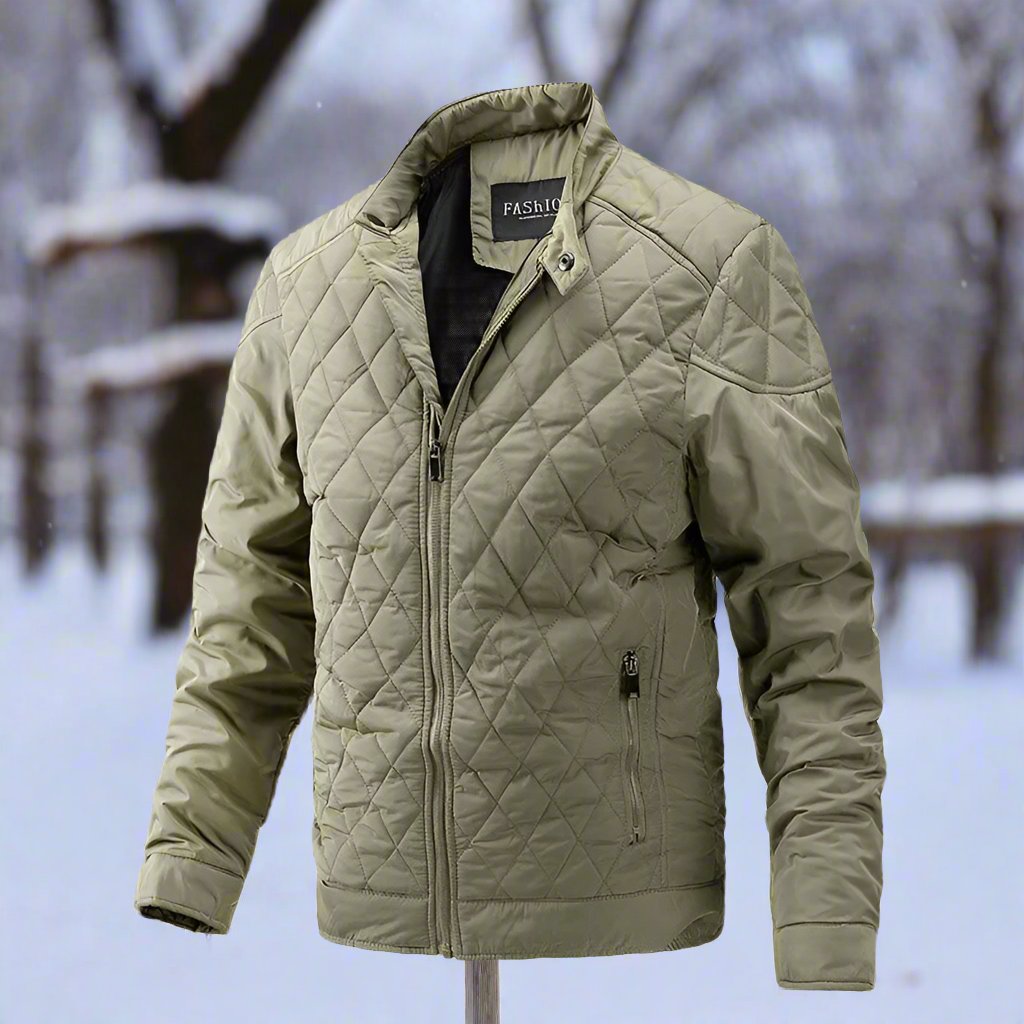 Heren Gequilt Jacket Slim Fit Hoge Kraag Rits Sluiting 4
