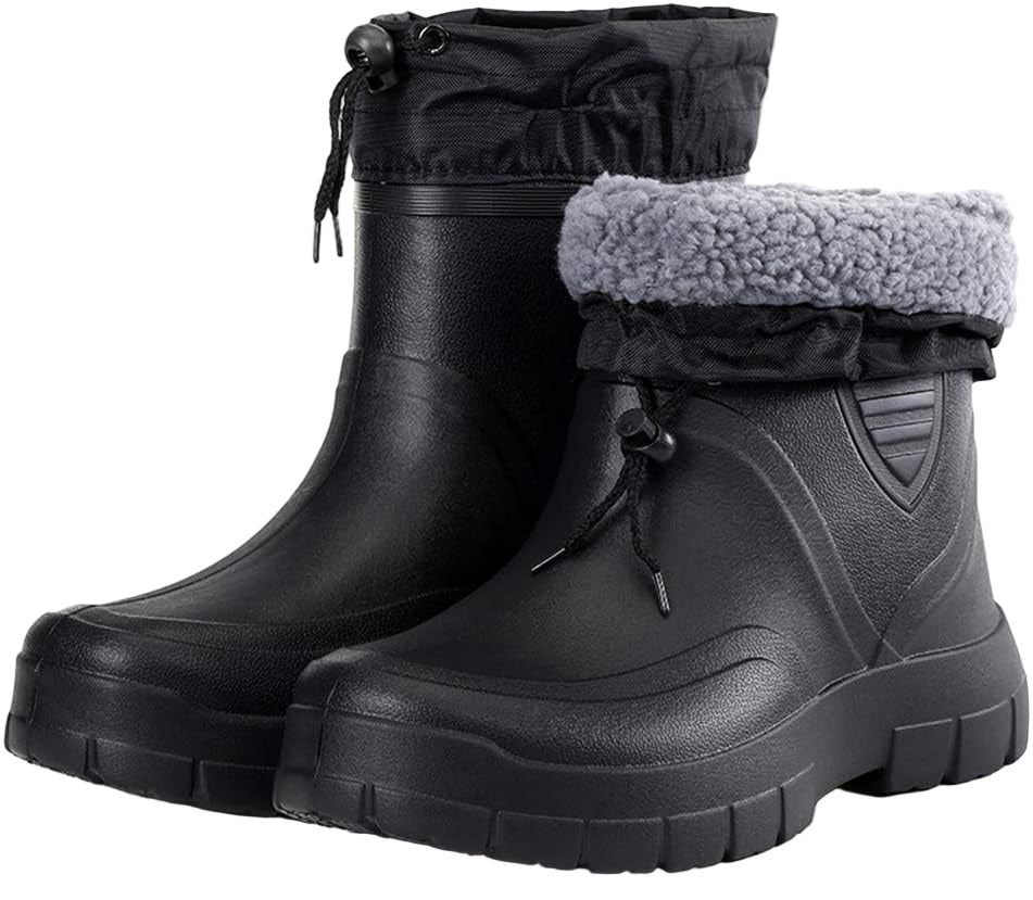 Heren Gevoerde Regenlaarzen Waterdicht met Antislipzolen 0