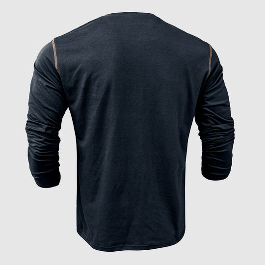 Heren Henley Shirt Lange Mouwen Katoen Casual 6