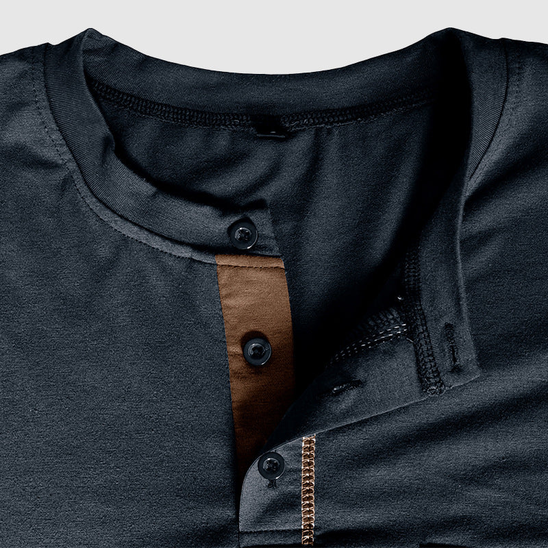 Heren Henley Shirt Lange Mouwen Katoen Casual 7