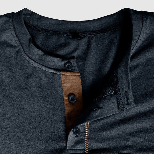 Heren Henley Shirt Lange Mouwen Katoen Casual 7