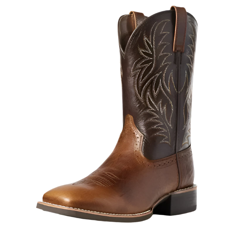 Heren Hoge Cowboylaarzen Retro Geborduurd Leer 0