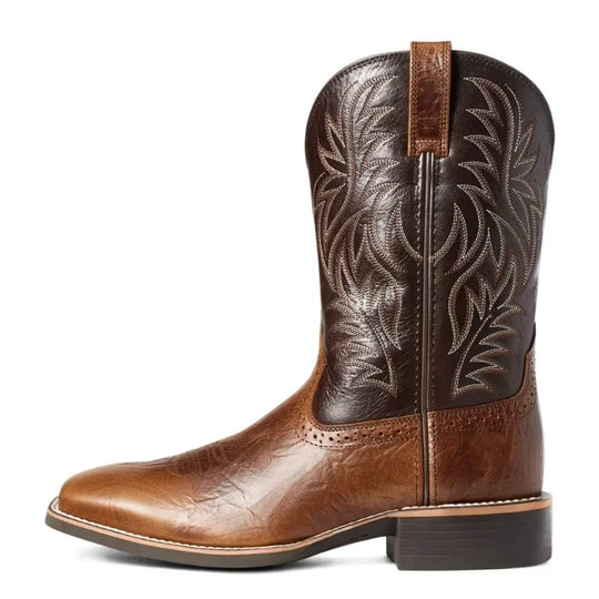 Heren Hoge Cowboylaarzen Retro Geborduurd Leer 2