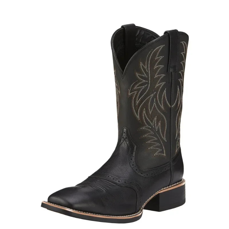 Heren Hoge Cowboylaarzen Retro Geborduurd Leer 3
