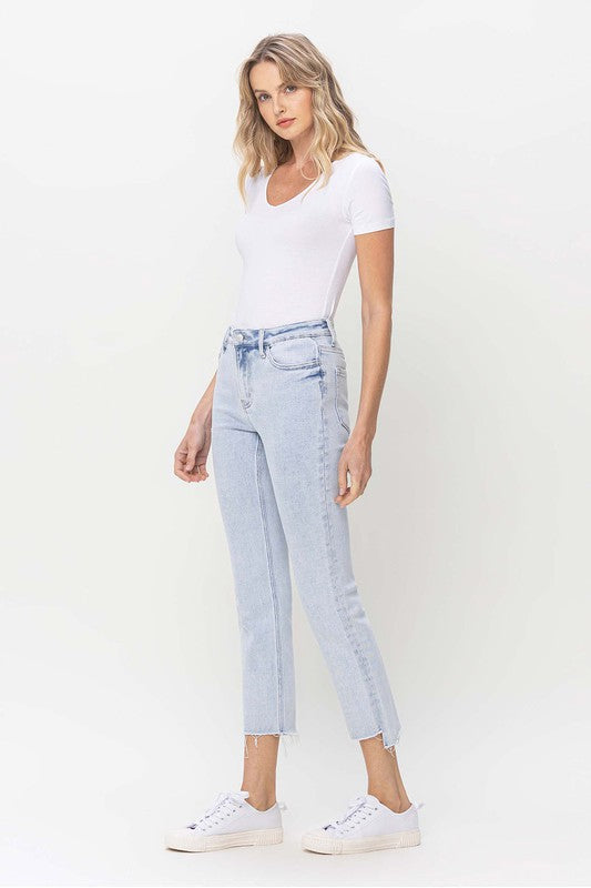 Heren Hoge Taille Rechte Jeans Licht Denim 2