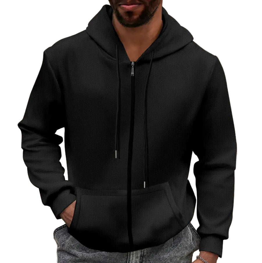 Heren Hooded Jacket Regular Fit Waffle Textuur 3