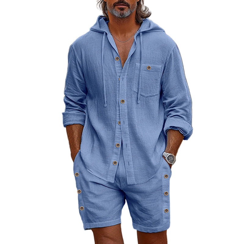 Heren Hooded Shirt Linnenmix Casual 1