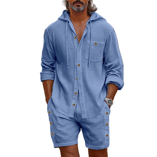 Heren Hooded Shirt Linnenmix Casual 1