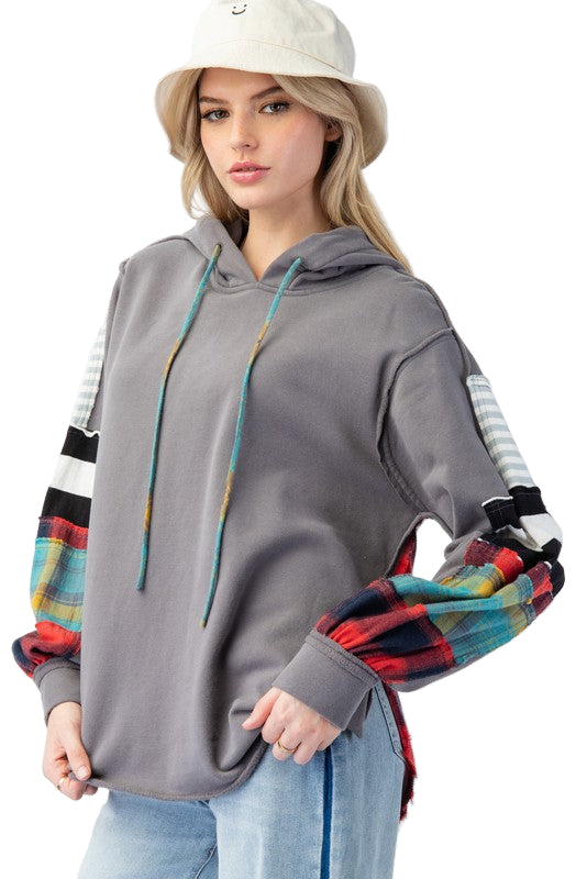 Heren Hoodie Ruitpatroon Terry Knit voor Casual Gebruik 0