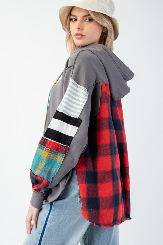 Heren Hoodie Ruitpatroon Terry Knit voor Casual Gebruik 3