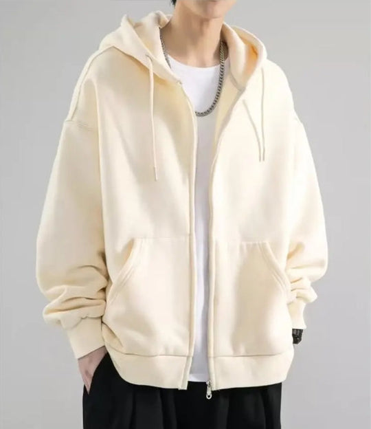 Heren Hoodie Sweatshirt Met Rits - Losse Pasvorm - Katoen 0