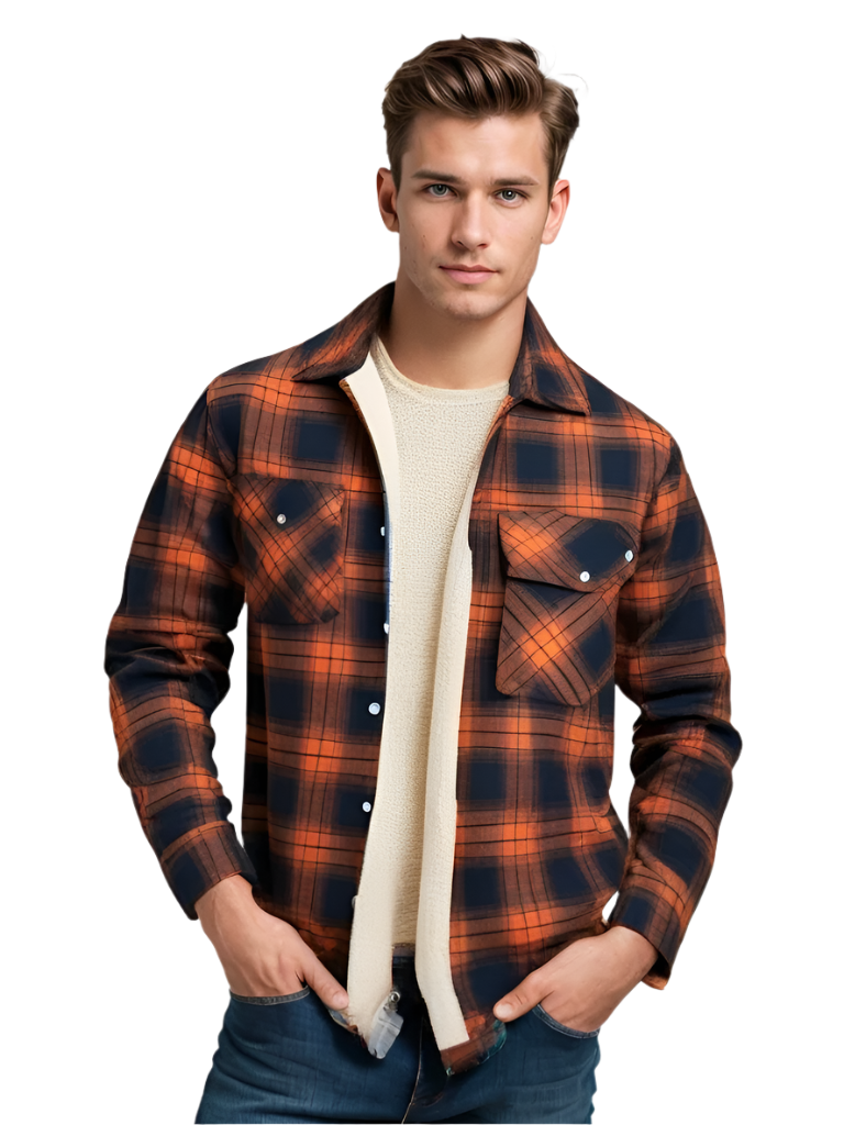 Heren Jack Geruit Fleece Gevoerd met Knoopsluiting 0
