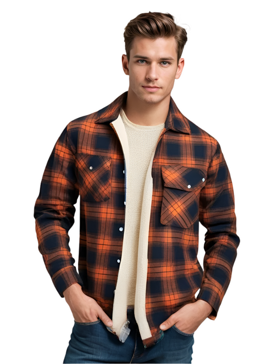Heren Jack Geruit Fleece Gevoerd met Knoopsluiting 0