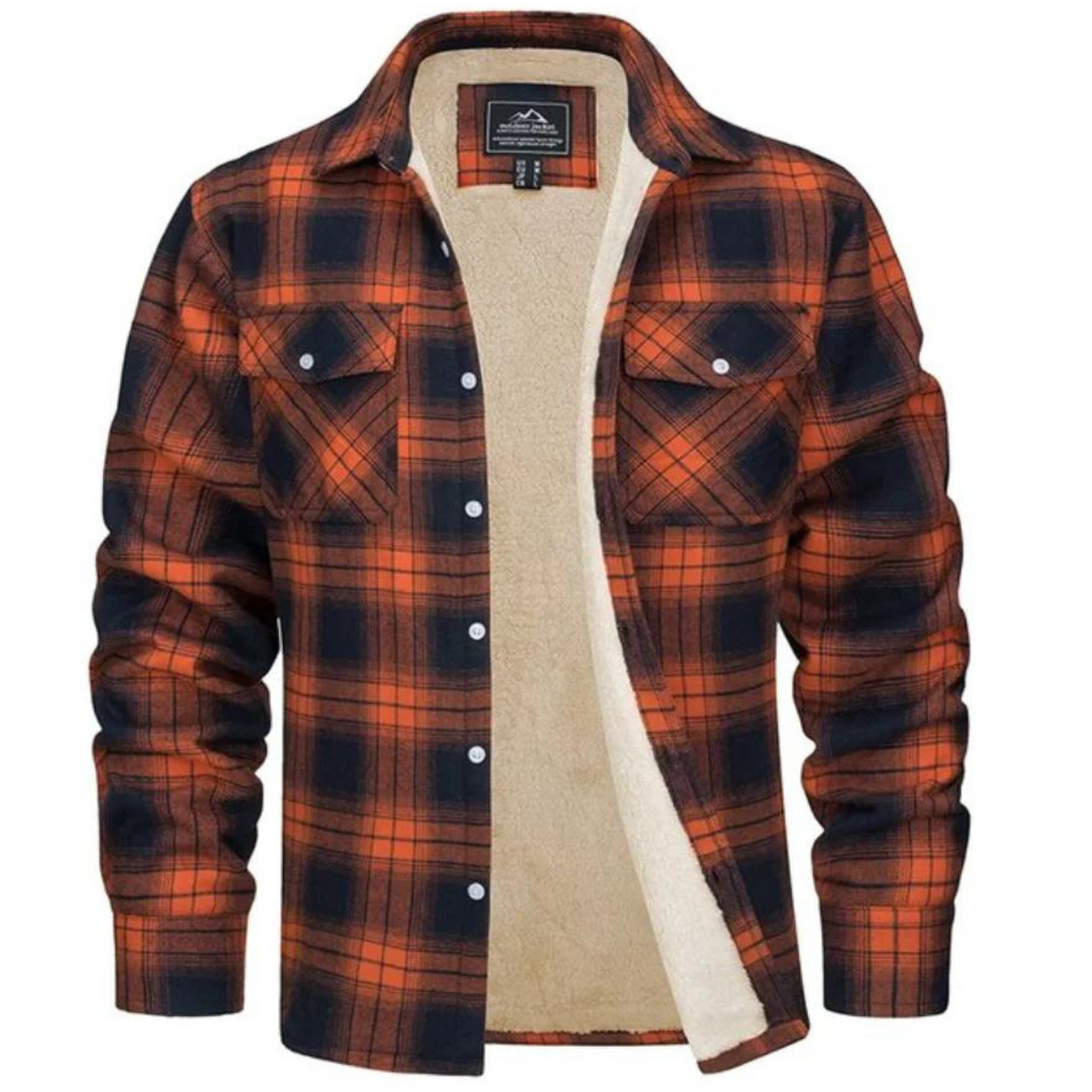Heren Jack Geruit Fleece Gevoerd met Knoopsluiting 1