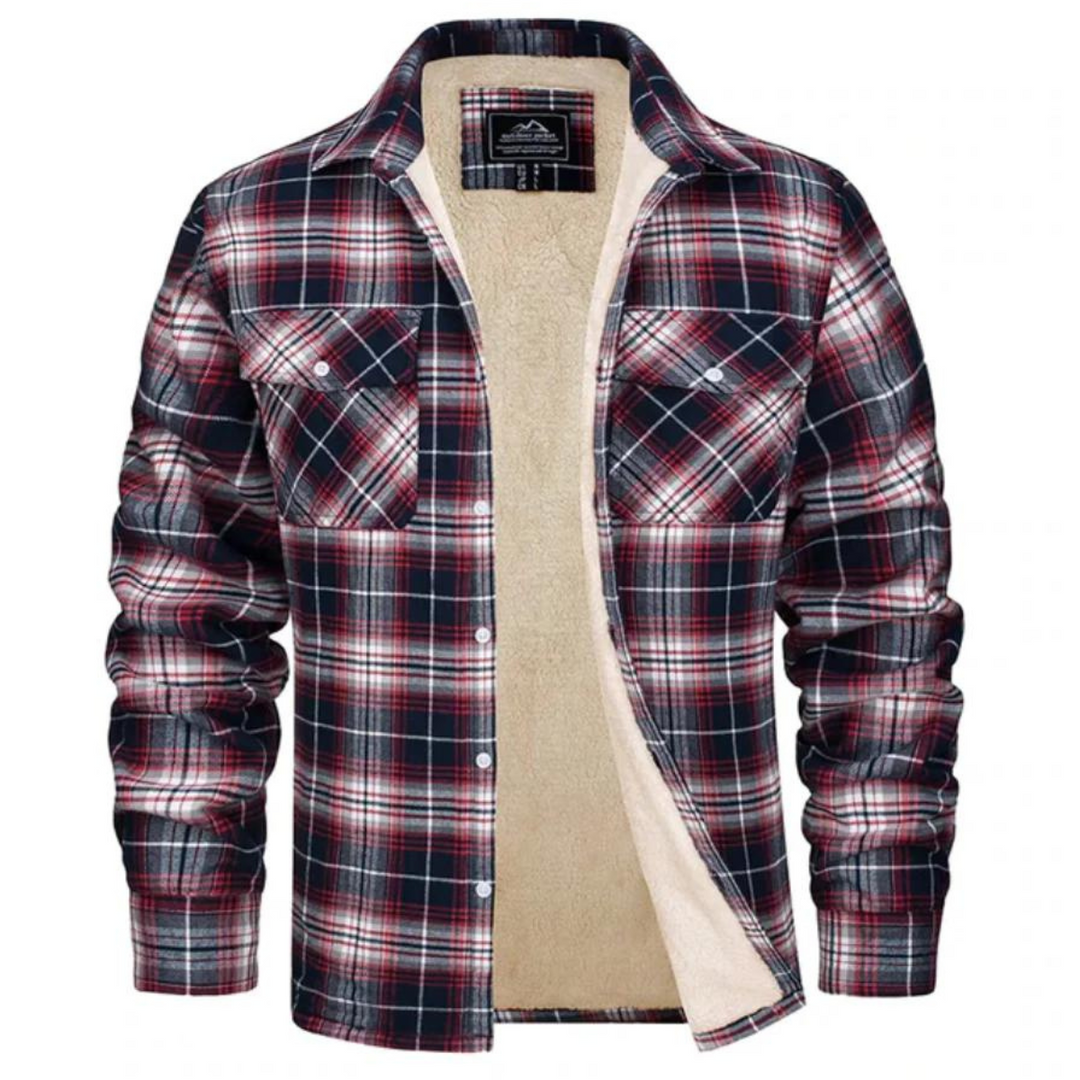 Heren Jack Geruit Fleece Gevoerd met Knoopsluiting 3