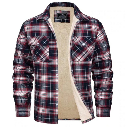 Heren Jack Geruit Fleece Gevoerd met Knoopsluiting 3