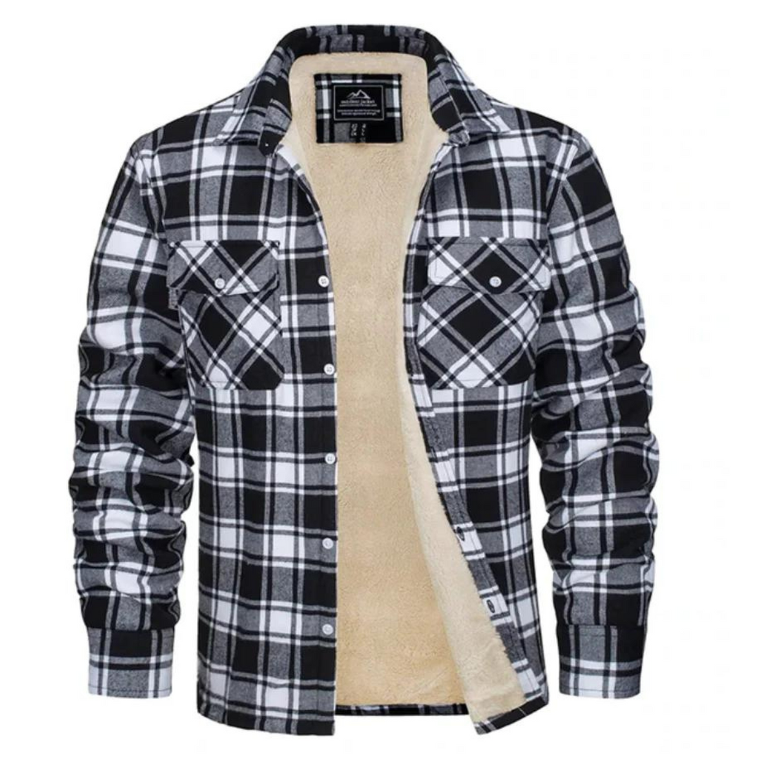 Heren Jack Geruit Fleece Gevoerd met Knoopsluiting 4