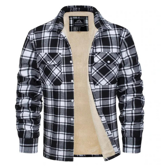 Heren Jack Geruit Fleece Gevoerd met Knoopsluiting 4
