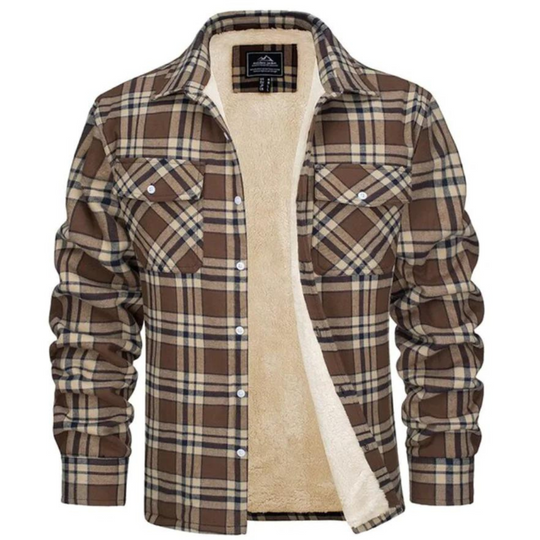 Heren Jack Geruit Fleece Gevoerd met Knoopsluiting 5