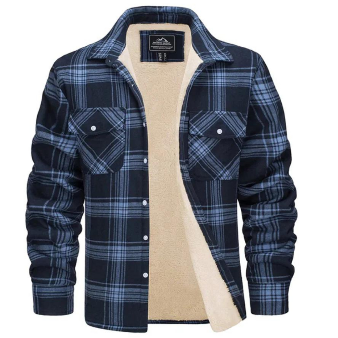 Heren Jack Geruit Fleece Gevoerd met Knoopsluiting 6