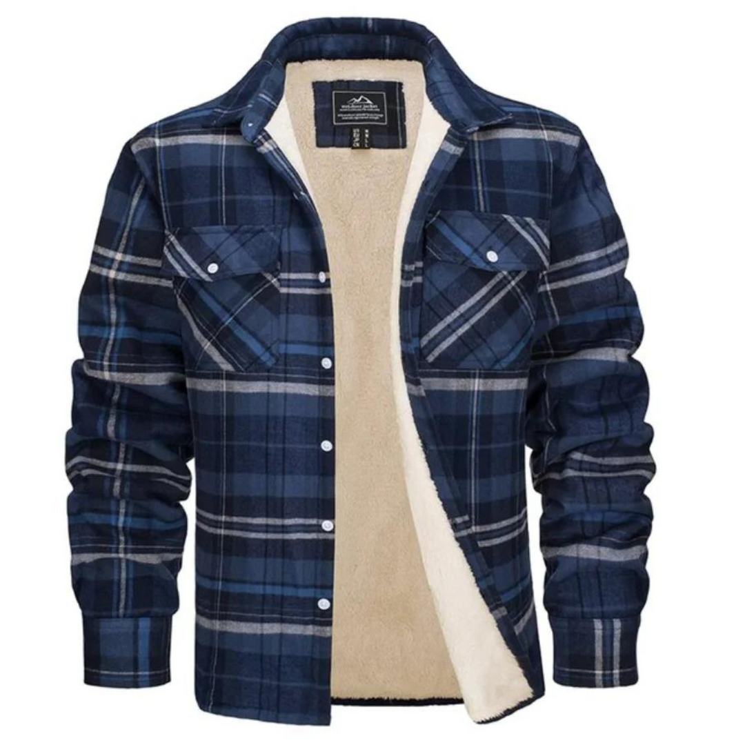 Heren Jack Geruit Fleece Gevoerd met Knoopsluiting 7