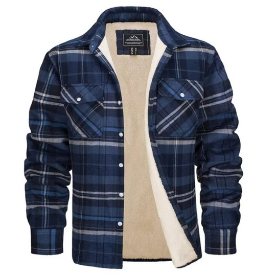 Heren Jack Geruit Fleece Gevoerd met Knoopsluiting 7