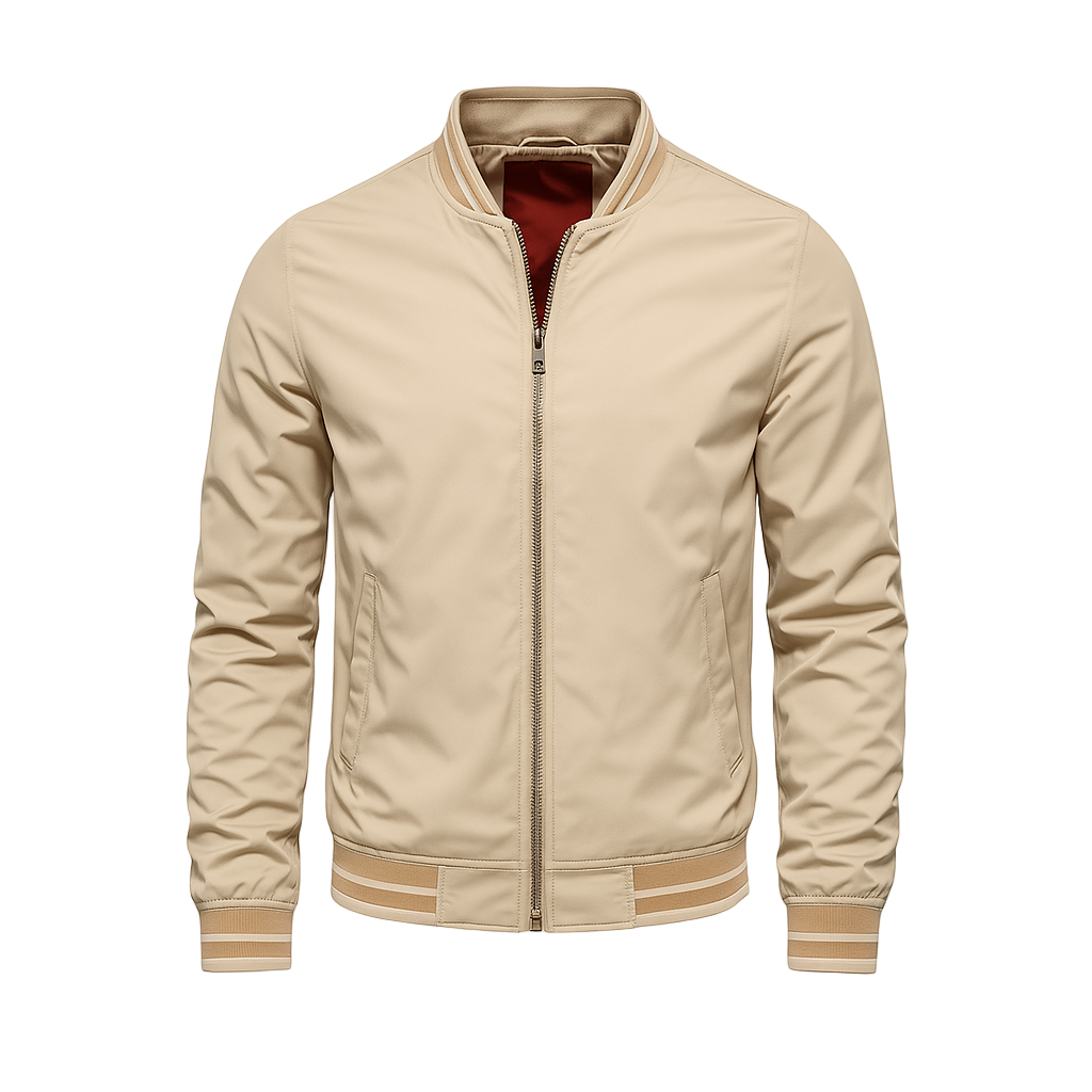 Heren Jas Zomer Sportieve Stijl Met Geribbelde Kraag En Manchetten 0