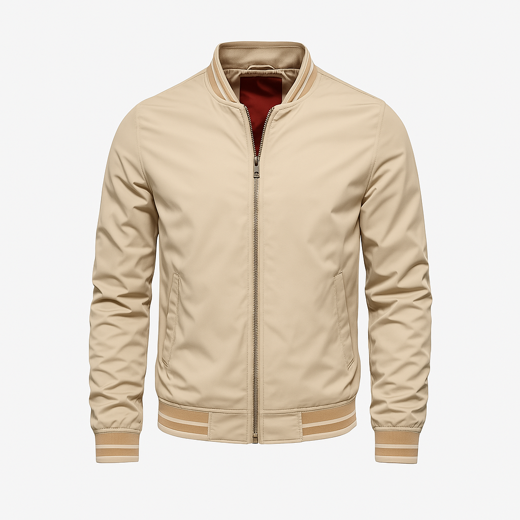 Heren Jas Zomer Sportieve Stijl Met Geribbelde Kraag En Manchetten 1