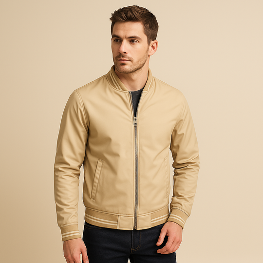 Heren Jas Zomer Sportieve Stijl Met Geribbelde Kraag En Manchetten 3