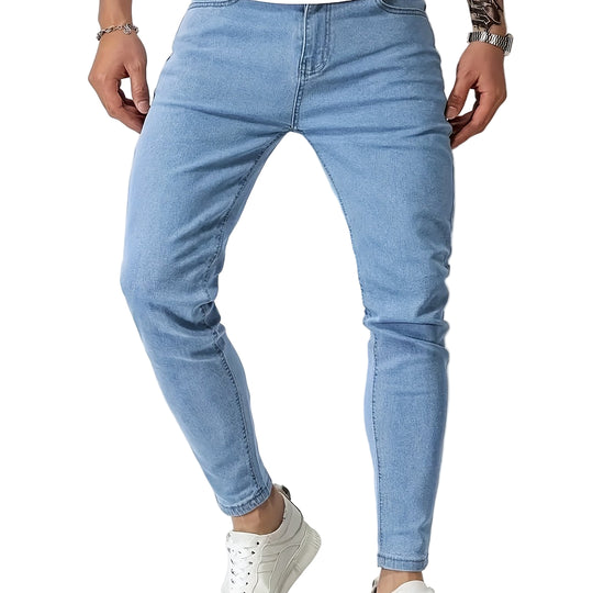 Heren Jeans Slanke Fit Taps Toelopende Benen 0