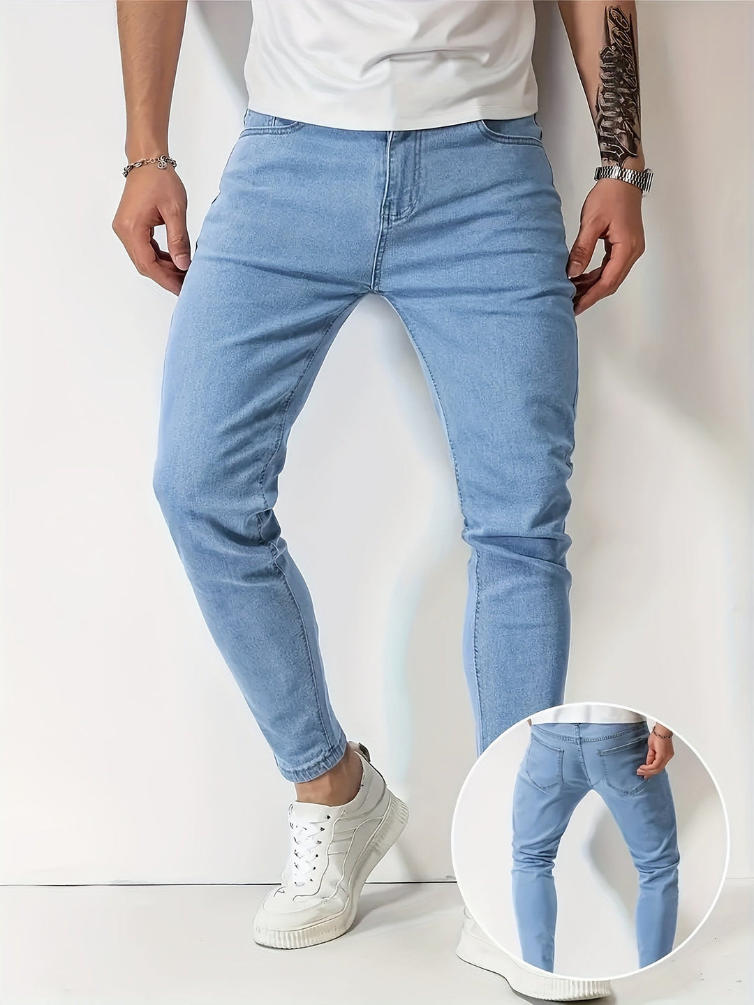 Heren Jeans Slanke Fit Taps Toelopende Benen 6