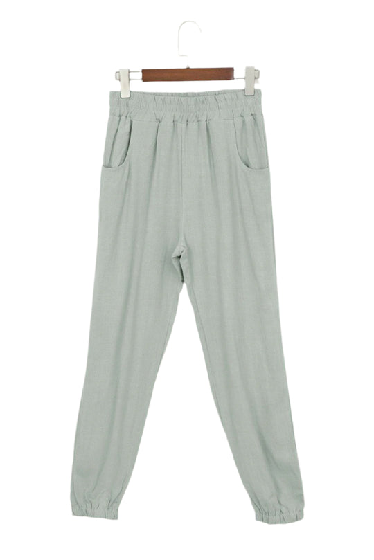 Heren Joggers van Linnen met Elastische Tailleband en Zakken 0