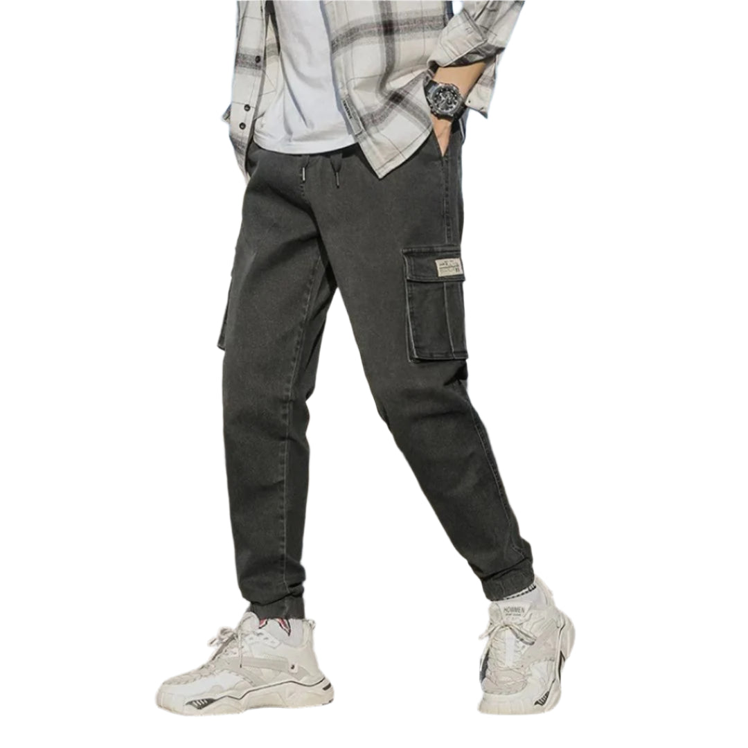 Heren Joggingbroek Casual Denim Met Elastische Tailleband 0