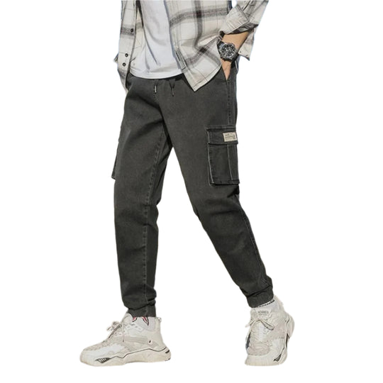 Heren Joggingbroek Casual Denim Met Elastische Tailleband 0