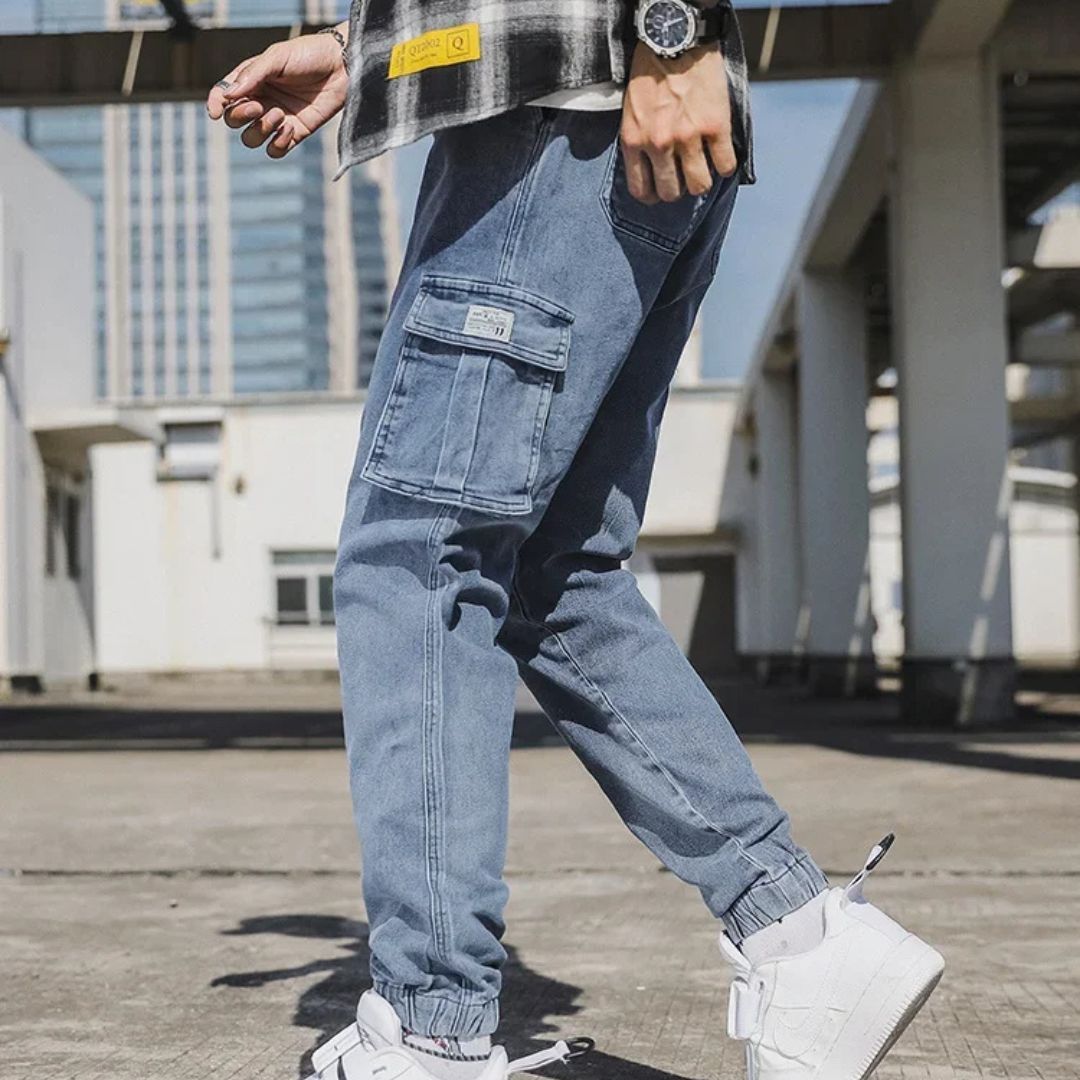 Heren Joggingbroek Casual Denim Met Elastische Tailleband 1