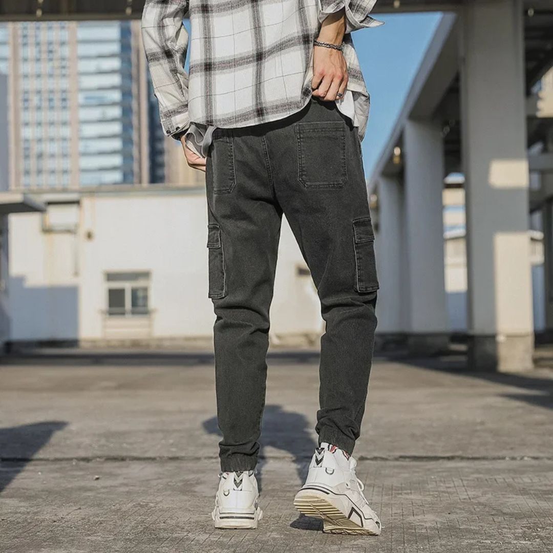 Heren Joggingbroek Casual Denim Met Elastische Tailleband 2