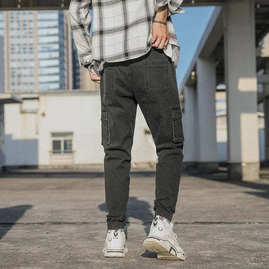 Heren Joggingbroek Casual Denim Met Elastische Tailleband 2
