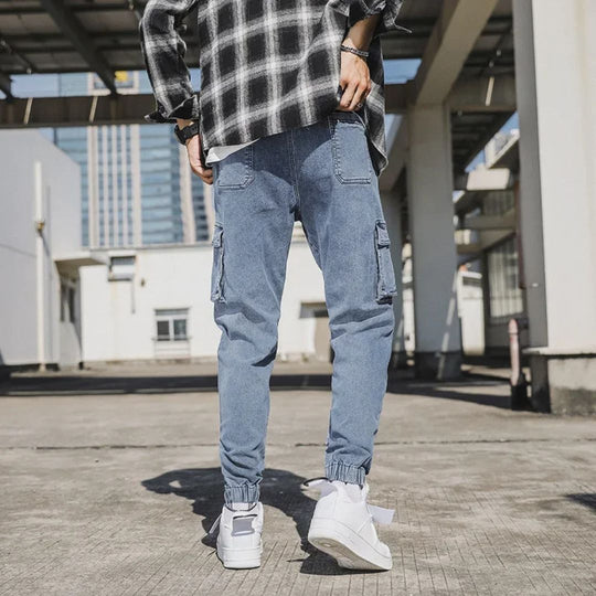 Heren Joggingbroek Casual Denim Met Elastische Tailleband 4