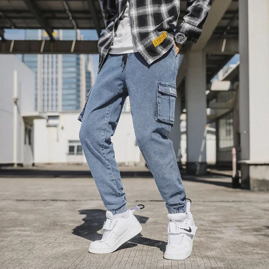 Heren Joggingbroek Casual Denim Met Elastische Tailleband 5
